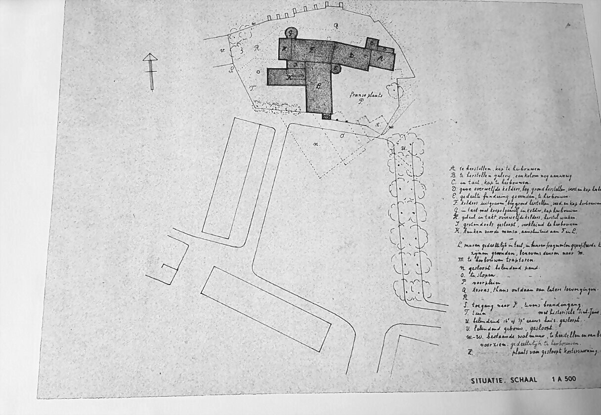 Plano de situación Commanderie van Sint Jan, escala 1 a 500